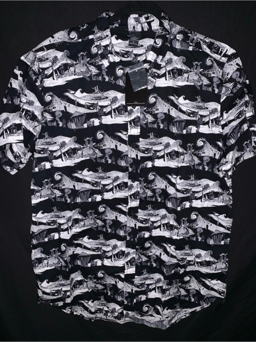 Disneyland nightmare before Christmas Men's Black & White Button-Up Shirt